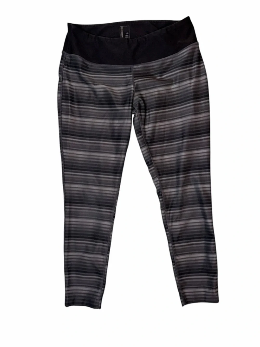Mondetta Black & Gray Striped High-Waist Leggings